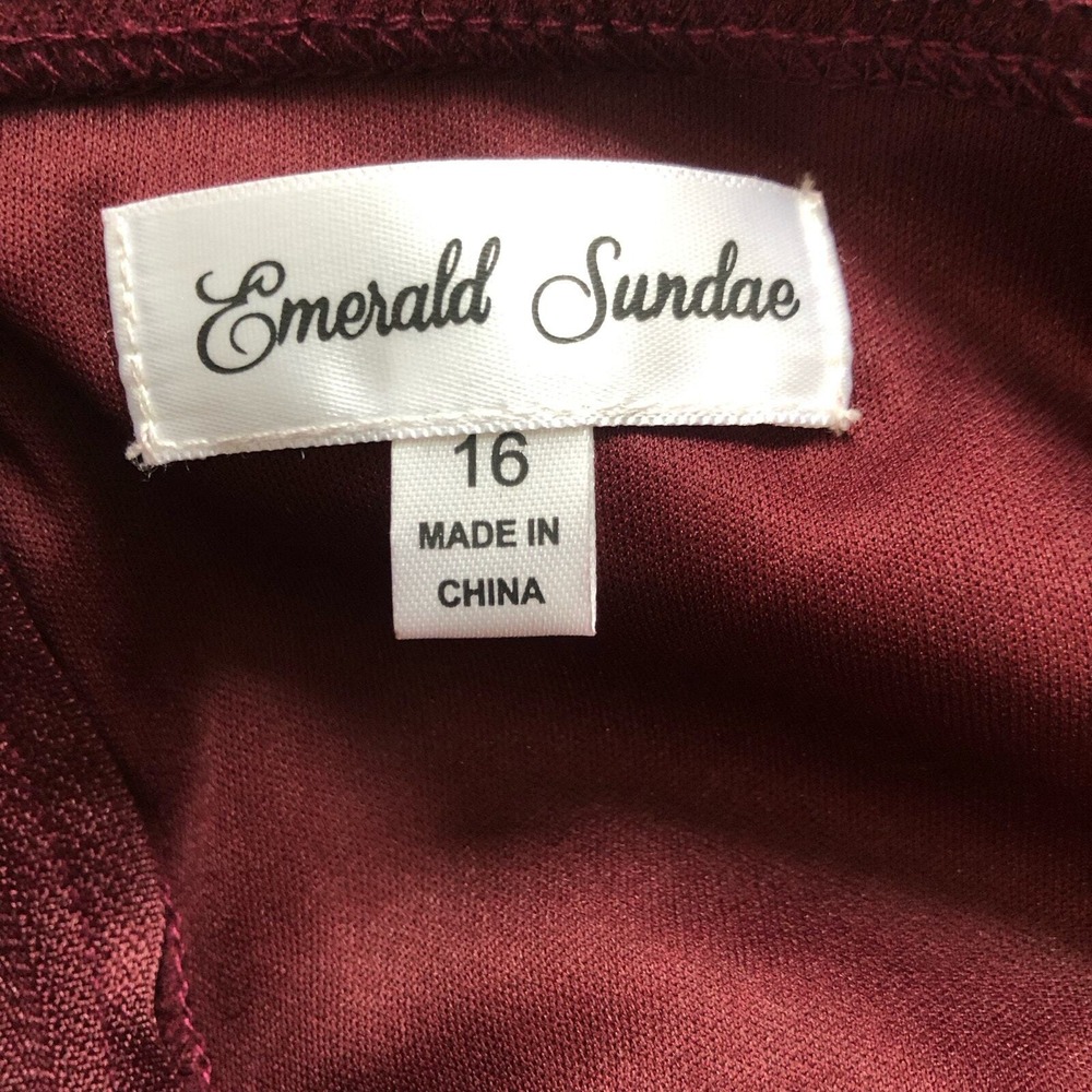 Emerald Sundae Womens Burgundy V-Neck Ruched Maxi Formal Gown Dress Size 16 NWT - Picture 8 of 12